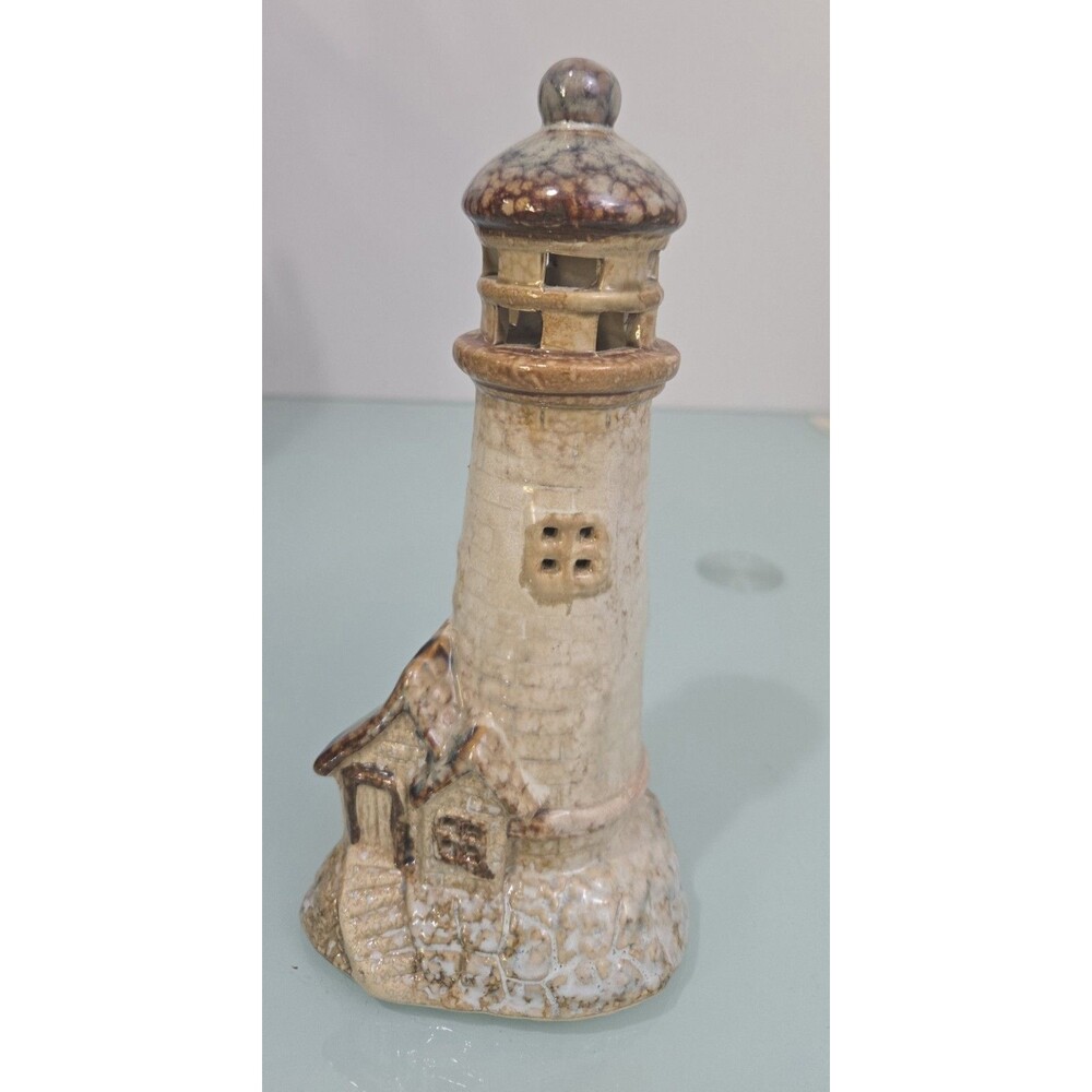 Ceramic Lighthouse Tea Light Holder Coastal Votive 0902C